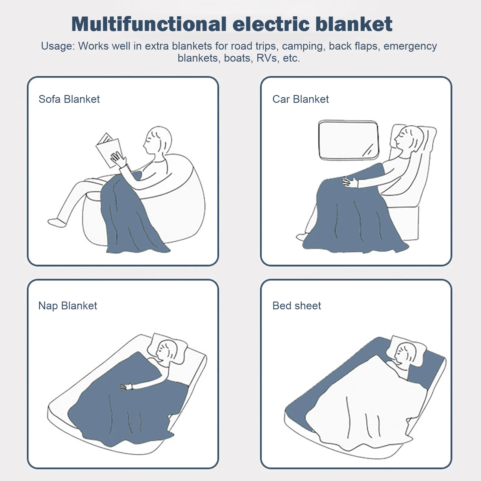 12V Electric Car Blanket Energy Saving Warm Car Heating Blanket Autumn Winter Travel Camping Electric Accessories
