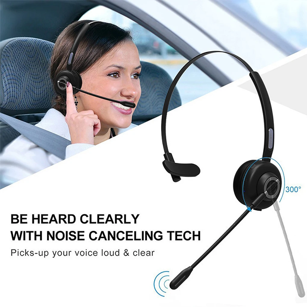 M97 Bluetooth 5 0 Headset Wireless Earpiece with Microphone Over The Head Headphones with Noise Cancelling