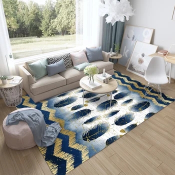

Bohemian Feather Simple Style Area Rug Color Flower Art Carpets For Living Room Bedroom Decor Anti-Slip Floor Mat Carpets