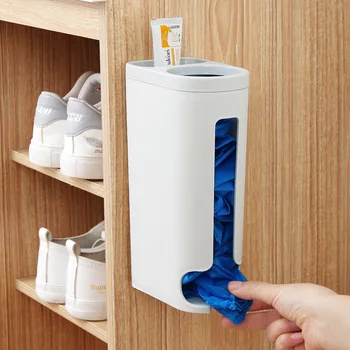 

Wall Mount Garbage Bag Storage Boxes Kitchen Bedroom Plastic Sack Store Box Punch Free Keeping Holder Home Storage Organization