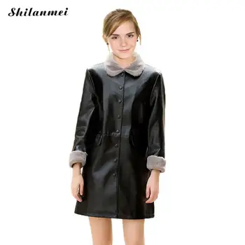 

2019 Winter Thicker Pu Leather Female Coat Ladies Solid Black Red Long Leather Overcoat Plus Size Leather Jacket Women 4xl 5xl