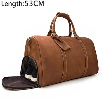 Brown(53CM) Для мужчин толстый, кожаная сумка для путешествий, с отделение для обуви 2" самого нового дизайна из натуральной кожи, сумка на выходные, Винтаж Crazy Horse, кожаная сумка на плечо сумка - Цвет: Brown(53CM)