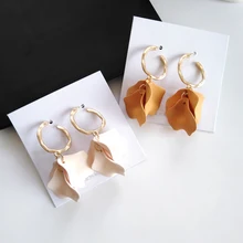 Модные лепестки, серьги, персональные, матовые, темперамент, серьги для девушек, акриловая кисточка, прозрачные, классические, длинные серьги для женщин