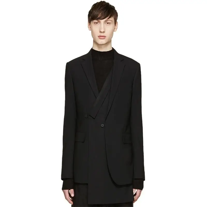 Новый 2017 мужская одежда мода GD стилист Подиум Тонкий двубортный костюм с