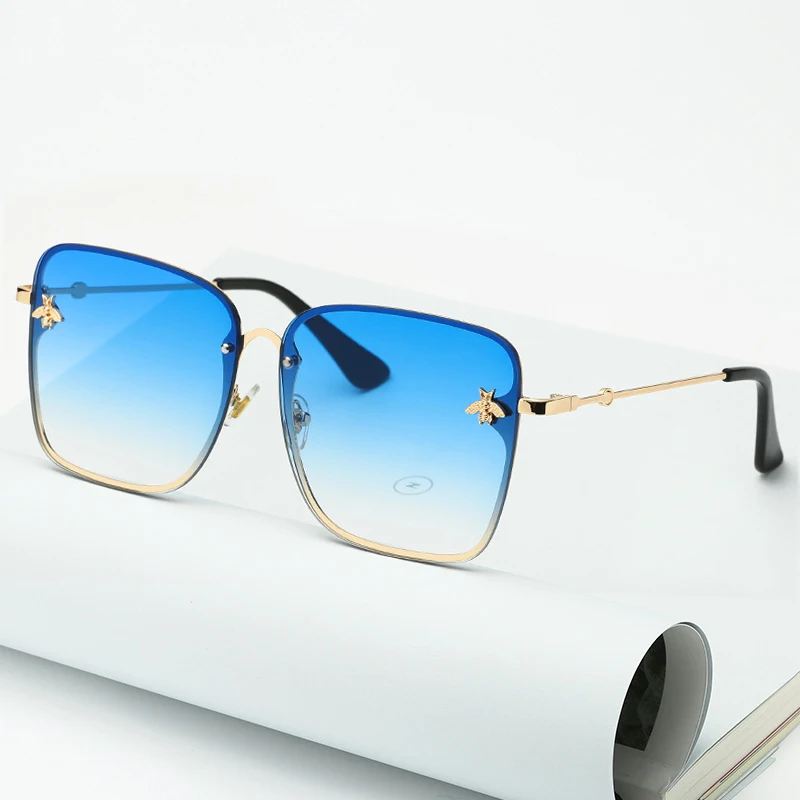 C6 Ретро солнцезащитные очки с большими рамами мужские и женские брендовые дизайнерские модные ретро градиентные солнцезащитные очки мужские синие большие рамки винтажные UV400 - Цвет линз: C6