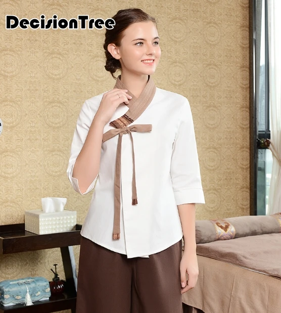 spa massage beautician uniform women chinese style beauty salon waitress workwear female hospital clothing suit sets