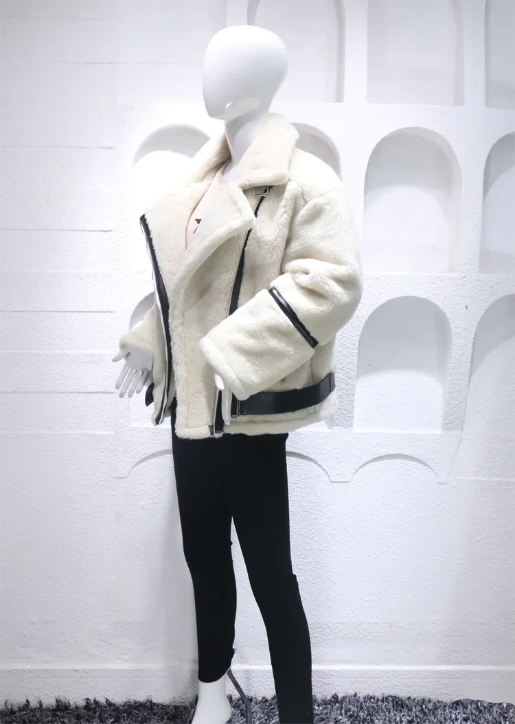 DEAT, новинка, зимняя плотная куртка на молнии, пэчворк, карман, искусственный мех, короткая куртка, женское теплое пальто, 19G-a73-бежевый цвет