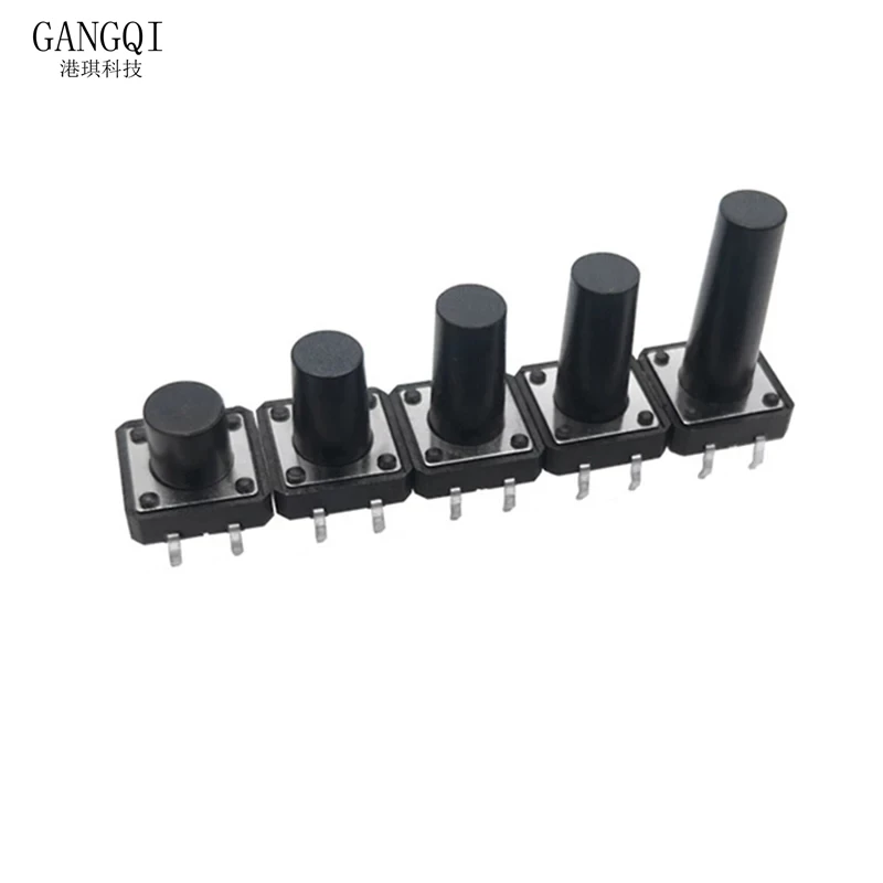 20PC 4Pin 12X12 Series DC12V Micro Switch Push Button Switch Tact Switch 4.3/5/6/7/7.3/7.5/8/8.5/9/10/12/13/17mm