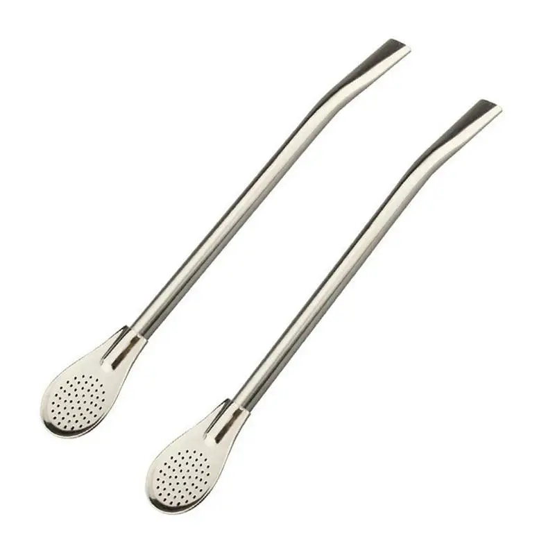 

Set of 2 pcs ~ Stainless Steel Yerba Mate Tea Bombilla Gourd Drinking Straw Filtered