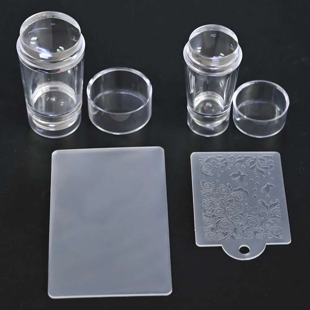 

2 Styles French Nail Art Seal Stamper With Scraper Polished Double-Headed Silicone Round Jelly Shape Transparent Drawing Tool#01