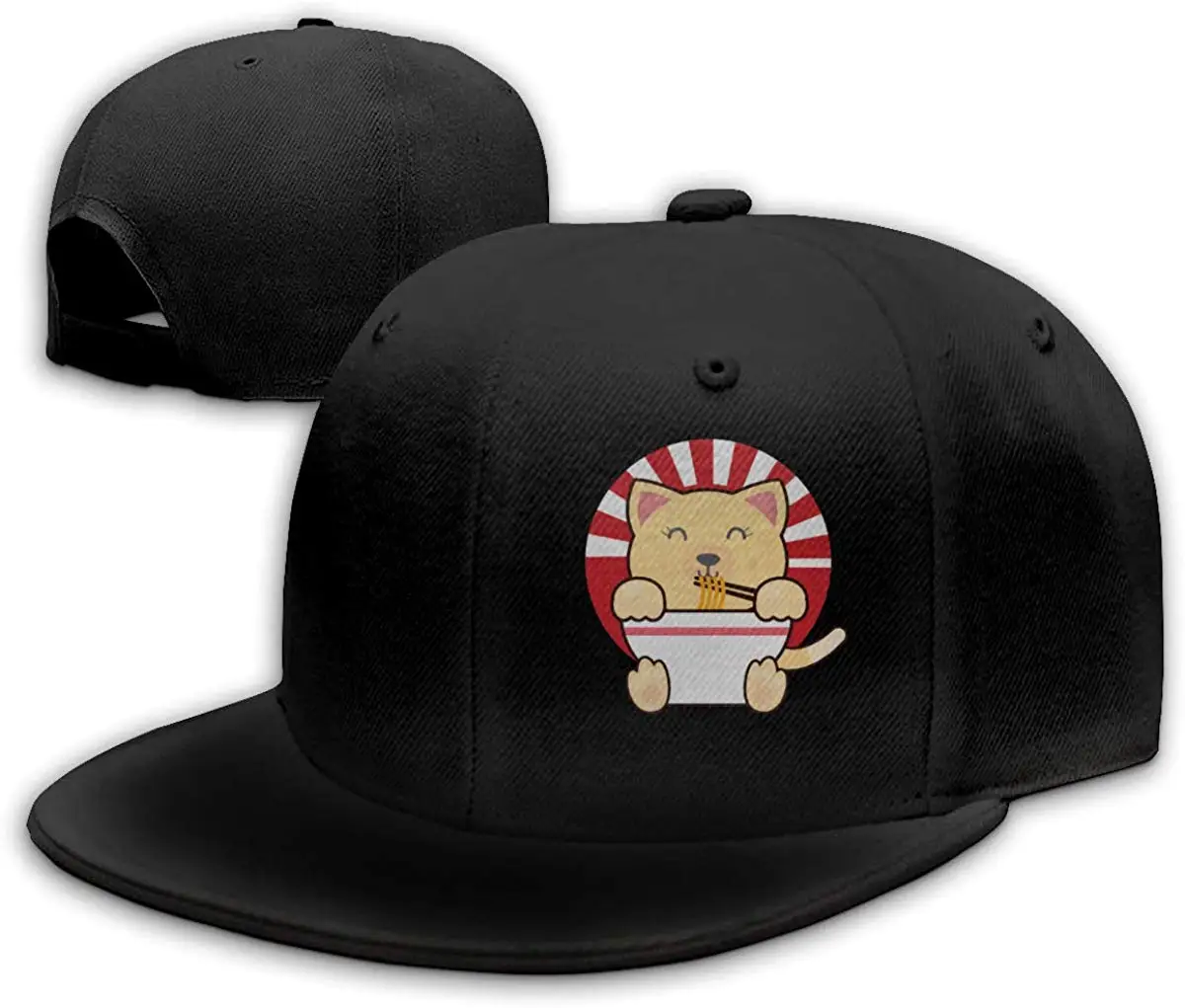 Kawaii аниме кошка мужчины Snapback Плоский Билл бейсболка Регулируемая черная |