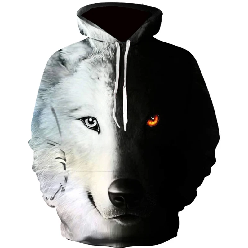 Promo Harajuku Hoodie Streetwear-Clothes Wolf Men Sweatshirt Fashion Long-Sleeve Printed Yes 32954885087