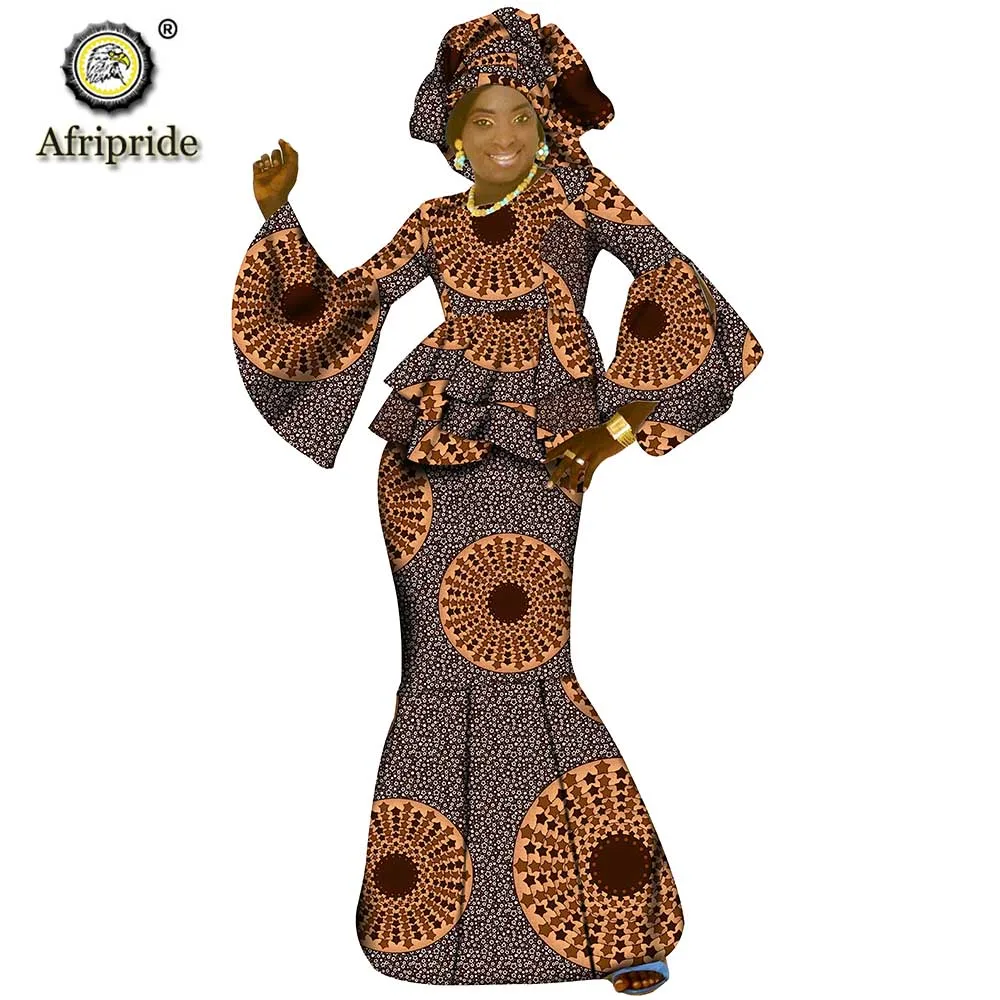 

2019 traditional african clothing for women dashiki tops+maxi skirts+tribal headwarp headtie vintage clothing AFRIPRIDE S1926028