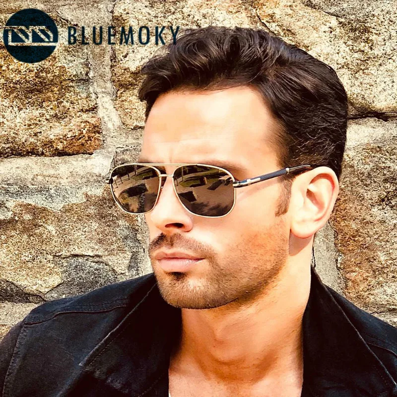Мужские Солнцезащитные очки авиаторы BLUEMOKY поляризационные в металлической
