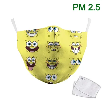 

Cute Sponge bob Squarepants Mask Cartoon Printed Funny Adult Face Mask Cosplayer Fabric Washable Outdoor Dustproof Mouth Muffle