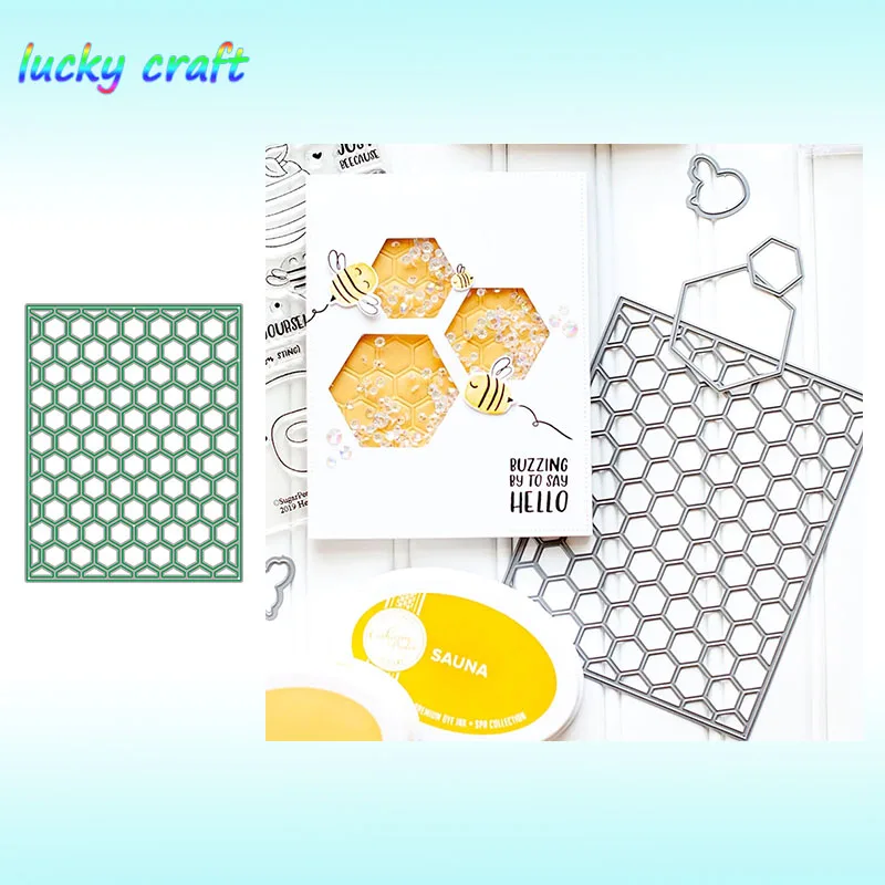 

Honeycomb Grid Frame Metal Cutting Dies for DIY Scrapbooking Embossing Paper Card Album Decoration Crafts Dies Cut 2019