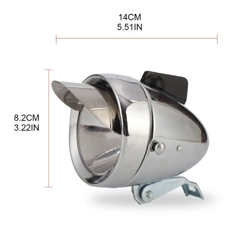 Retro Bright Classical Cool Bicycle Headlight Vintage Design Bike Metal Case Chrome Steel LED Light Night Riding Safety