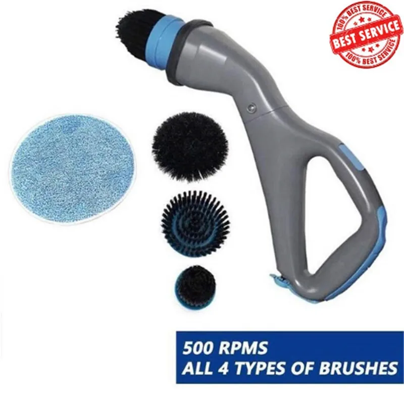 

4pcs/set Cordless Hurricane Muscle Scrubber Electrical Cleaning Brush with Brush Heads Bathroom Surface Shower Tile Floor Brush