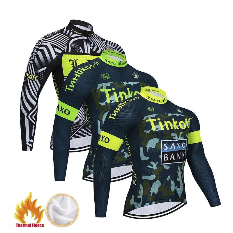 Tinkoff Pro термальная флисовая велосипедная Джерси с длинным рукавом зимняя MTB велосипедная одежда сохраняющая тепло велосипедная одежда для мужчин