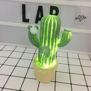 

LED Night Light Creative Plant Cactus Style Table Lamp Button Battery 4.5V Indoor Decoration Bedroom Home Decor Gift Christmas