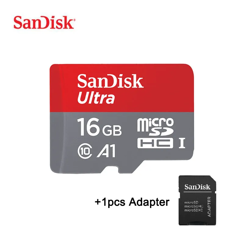 SanDisk карта Micro SD 16 г 32 г 64 г 128 г C10 U1 A1 карта памяти Micro карта для телефона компьютера SDXC SDHC скорость до 98 м/с - Емкость: 16GB Adapter