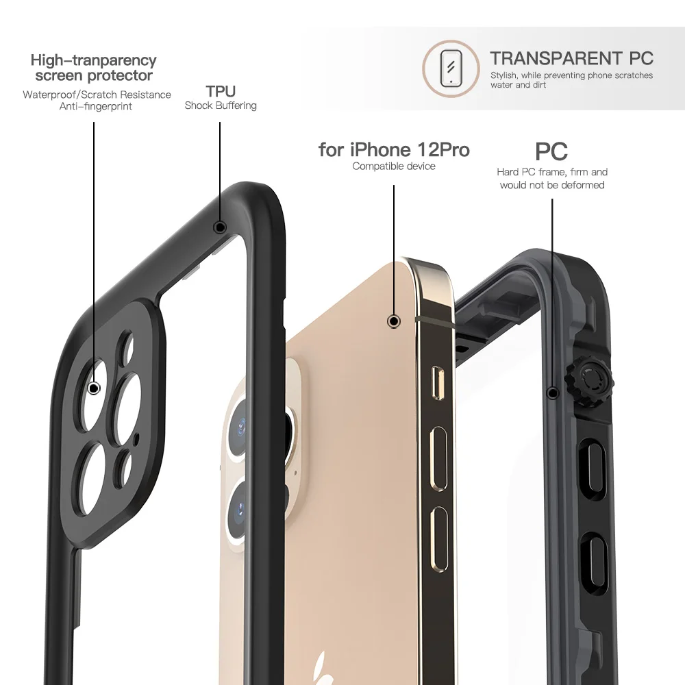 Redpepper IP69K Waterproof Case For Apple iPhone 12 Pro Max 12 Mini 11 Pro Max XR Underwater 3m Water Proof Shockproof Hard Case (3)