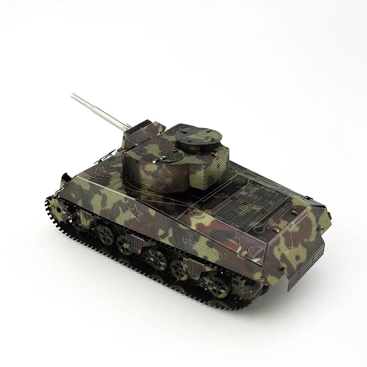 Металлическая 3D головоломка diy Сборная модель Шерман Танк цветная версия