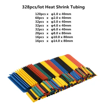 

328pcs Set Polyolefin Shrinking Assorted Heat Shrink Tube Wire Cable Insulated Sleeving Tubing Set 2:1 Heatshrink