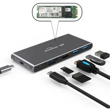 

M.2 SATA SSD Case Multi USB 3.1 HUB HDMI Adapter to Splitter Port HUB USB-C 3.0 Type C for MacBook Pro Laptop docking station