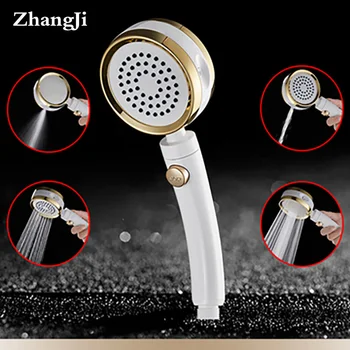 

New Arrival ZhangJi 4 modes Rotating Adjustable with stop button shower head high pressure silicone holes spray nozzle shower