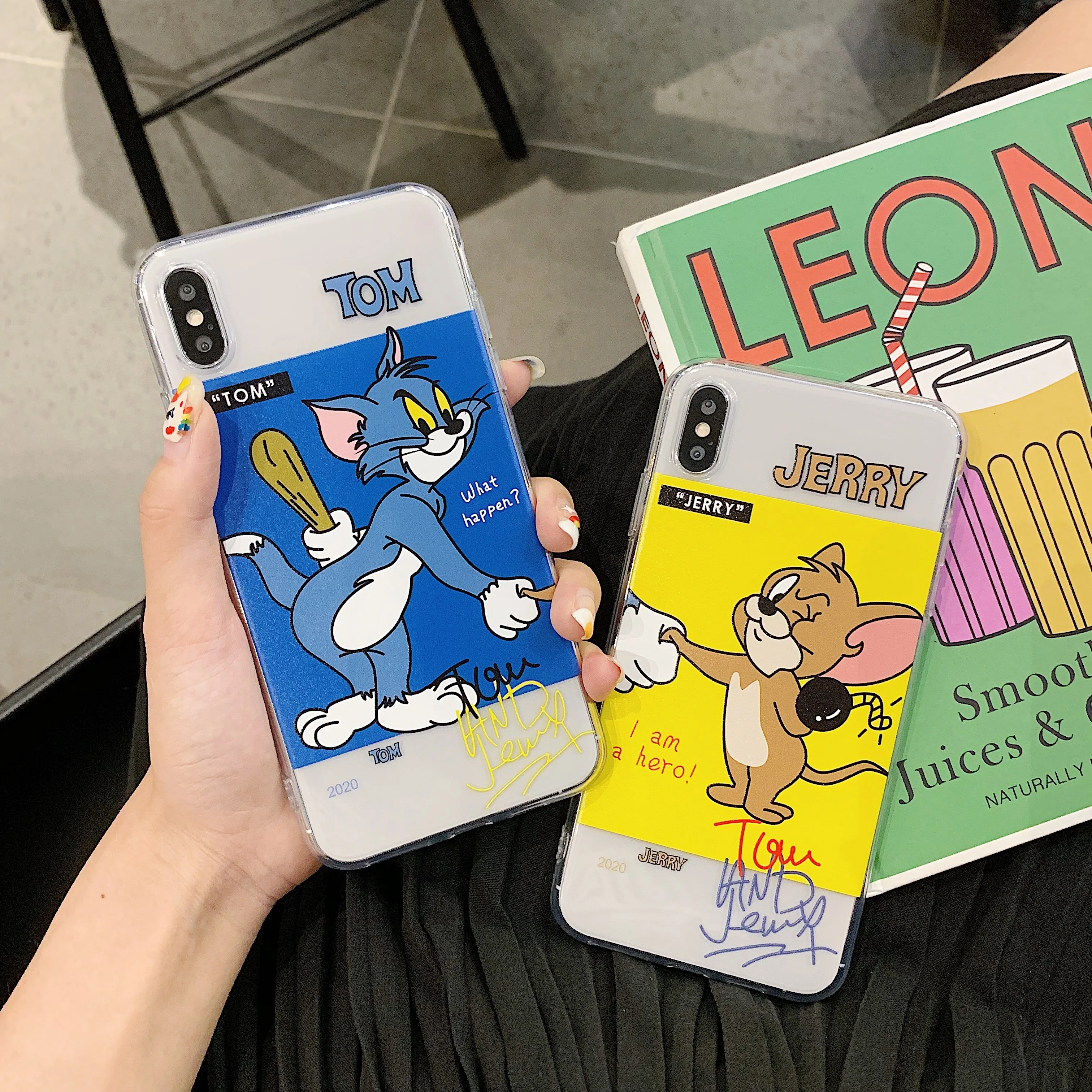 

For iPhone 11 Pro MAX 6 6S 7 8 Plus phone Case Cute Tom Jerry Cat And Mouse Soft TPU Silicone Cover Case For iPhone X XS MAX XR