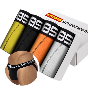 

4Pcs/Lot Hot Sale Sexy Gay Underwear Men Thong Men Jockstrap Mens Thongs And G strings Sissy Panties String Men Lingerie