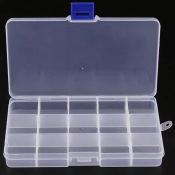 

15 Compartments Clear Plastic Storage Box Jewelry Bead Organizer Container