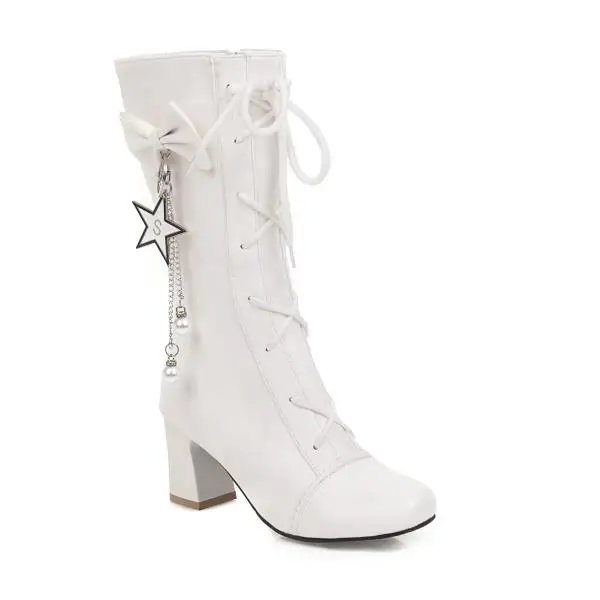 Autumn Boots Clogs Platform Bootee Woman Booties Ladies Women's Shoes Large Size Low Heels booties Round Toe Lace Up Mid - Цвет: 1