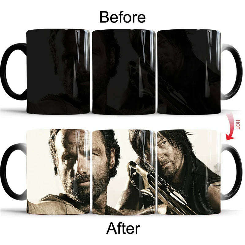 Сериал Walking Dead дерил Диксон кофейные кружки с принтами чувствительные к горячей температуре изменение цвета чашки воды рождественские подарки