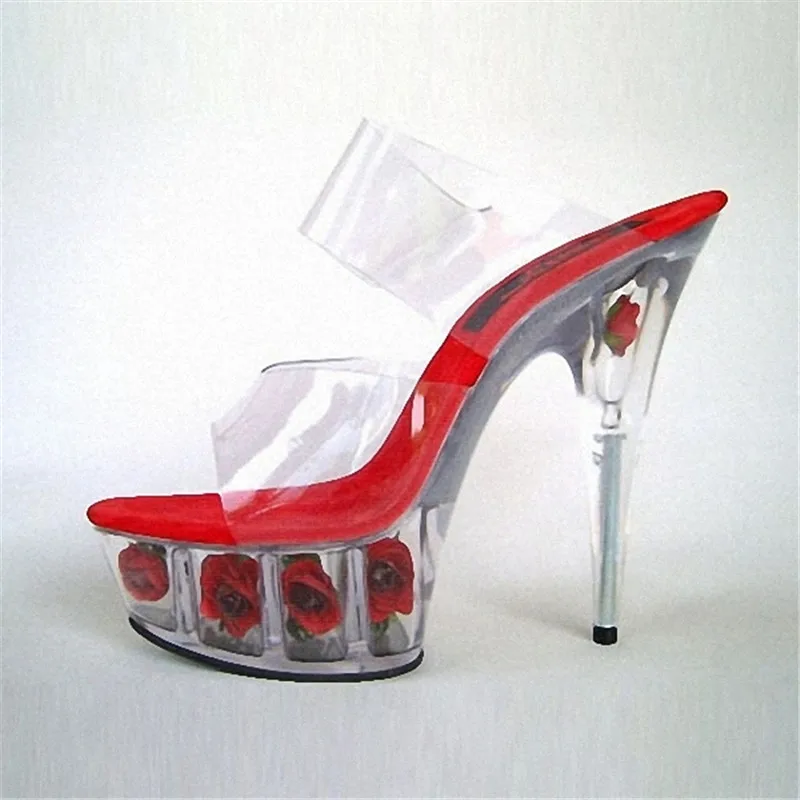 

The 15cm popular style catwalk shoe DJ dancing peep-toe sandals, night scene fun and cool drag Dance Shoes