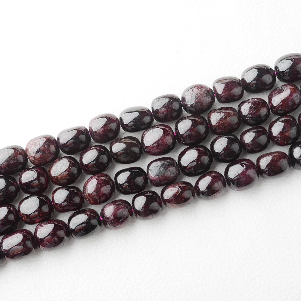 9-14mm Natural smooth Garnet irregular oval Stone Beads For DIY necklace bracelet jewelry making 15 
