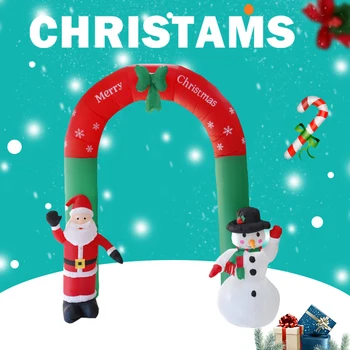 

2.4M Giant Santa Claus Snowman Inflatable Arch Garden Yard Archway LED Light with Pump Christmas Halloween Props Party Blow Up