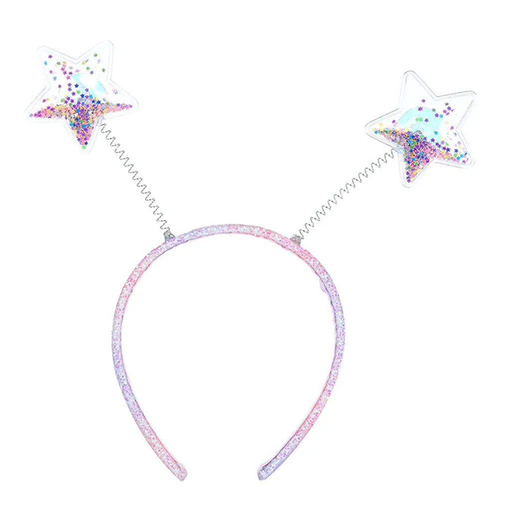 Детская модная весенняя повязка на голову с пентаграммой и блестками для маленькой принцессы