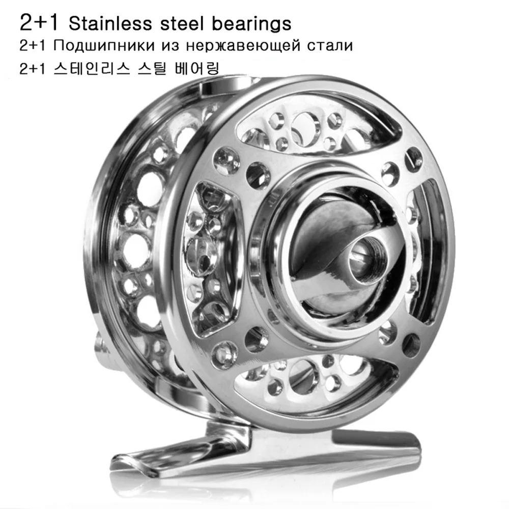Full Metal Ultra-light Former Fly Fishing Reel 2+1BB CNC Machined Carp  Fishing Reels Aluminum Ice Wheel with Unloading Force