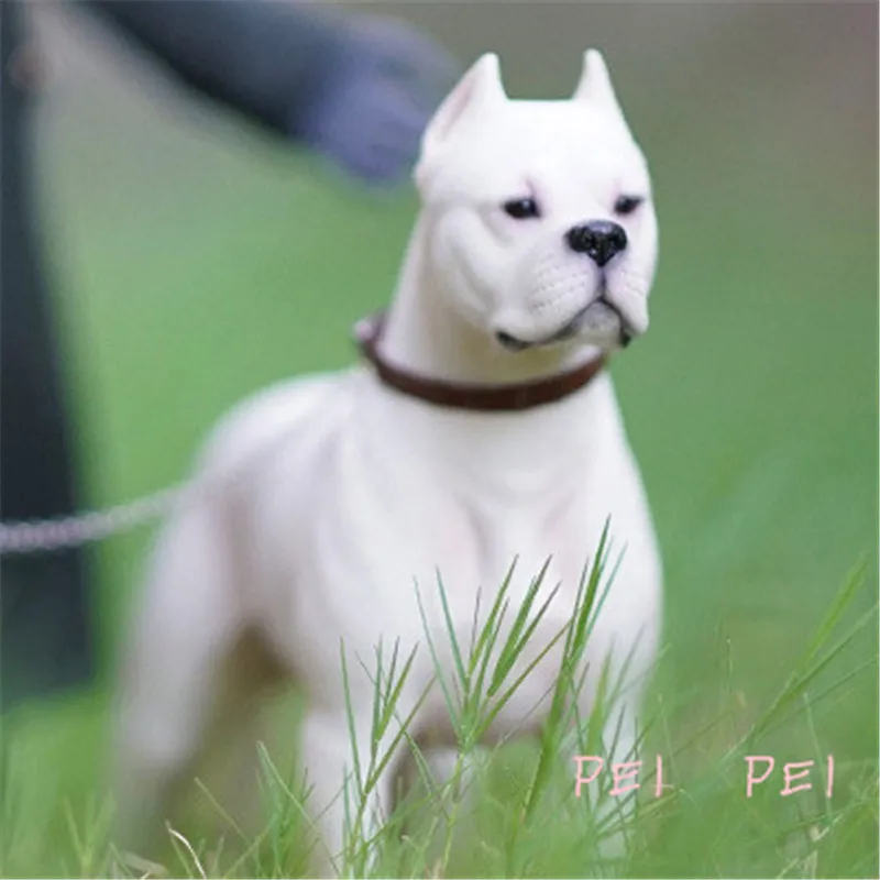 

High Quality Cute Puppy Statue Simulation Animal Dog 1/6 Dogo Argentinos Home Decor Car Decoration Resin Action Figure Toy