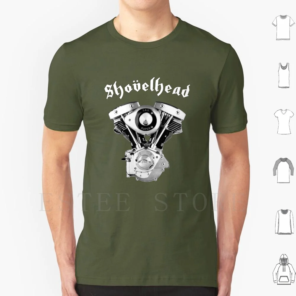 Shovelhead 1 (Cono) T Shirt Stampa Cotone Moto Chopper Panhead Knucklehead Shovelhead Indian Psycho Insane Darkness