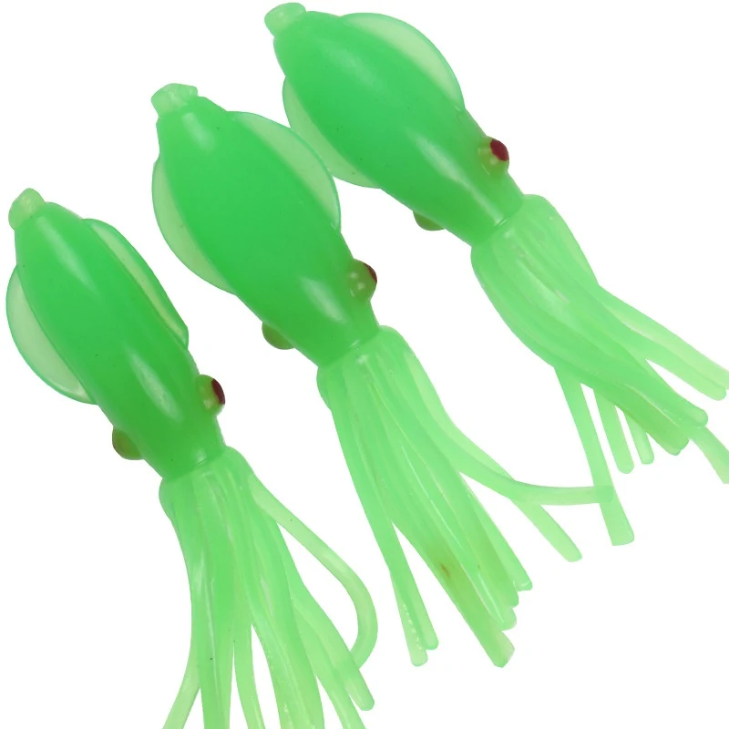 3pcs/lot 8cm Luminous Fishing Lure Octopus Skirt Swimbait Artificial Lures Lifelike Squid Wobbler Carp Soft Baits New |