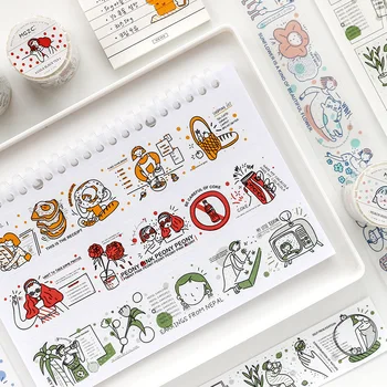 

1 Roll Kawaii Cartoon Washi Tape Cute Character Translucent Decorative Adhesive Tape Scrapbooking DIY Diary Journal Decoration