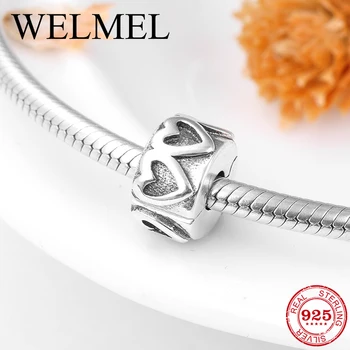 

New 925 Sterling Silver charming round hollow clips Lock beads Fit Original European Charm Bracelet Jewelry making
