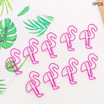 

Girl Heart Pink Mini Flamingo Metal Notes Clip Simple Student Office Paper Clip Creative Bookmark Pink