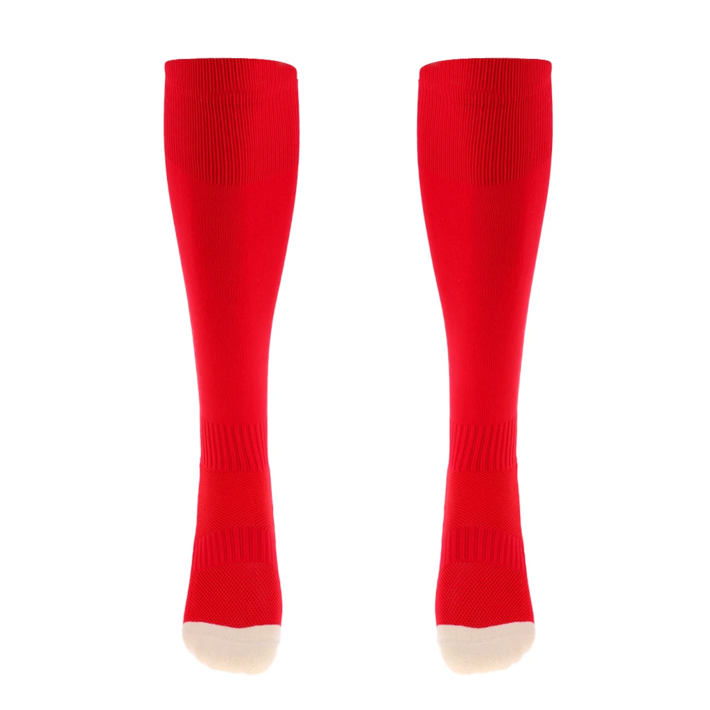 Red One Size Противоскользящие футбольный носок, футбольные носки до колена, утепленные хлопковые чулки, впитывающие пот, для спорта на открытом воздухе - Цвет: Red One Size