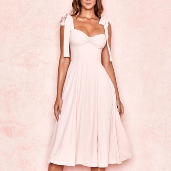 

Adyce New Summer Women Fashion Pink Sleeveless Dress Sexy Spaghetti Strap Bow Strapless Celebrity Runway Party Dresses Vestidos