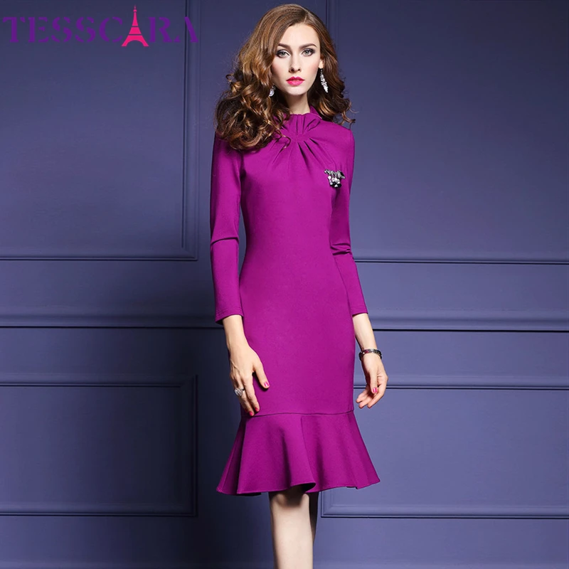 Женское платье Русалочка TESSCARA офисное в стиле ретро на осень|dresses retro|office dressrobe femme