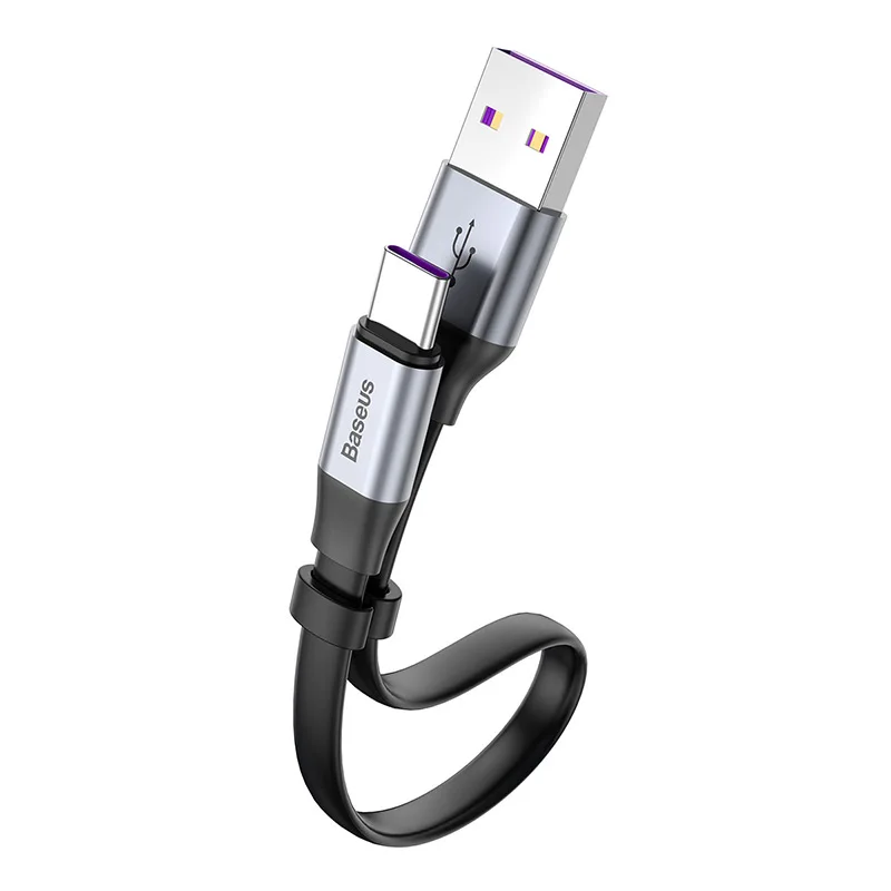 Baseus USB C кабель USB для type C 40 Вт 5A 23 см кабель для huawei P30 P20 mate 30 20 Pro Быстрая зарядка зарядный кабель для передачи данных для Xiaomi - Цвет: Gray Black